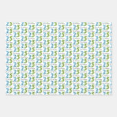 25番目の誕生日番号グリーンブルー ラッピングペーパーシート (正面3)