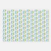 25番目の誕生日番号グリーンブルー ラッピングペーパーシート (正面)