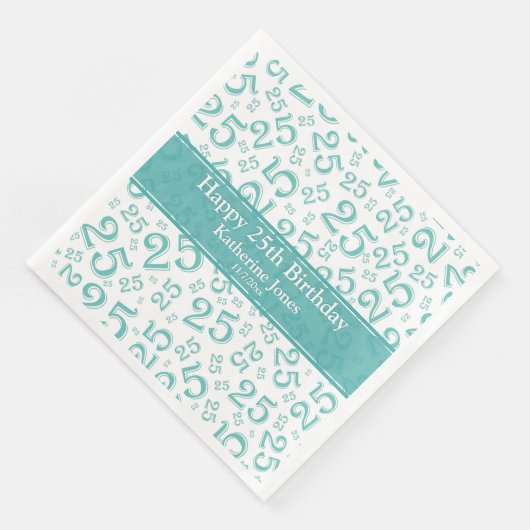 25番目の誕生日番号パターンティール(緑がかった色)/白 (コーナー)