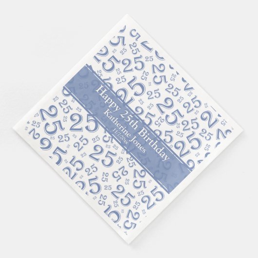 25番目の誕生日番号パターンブルー/ホワイト (コーナー)