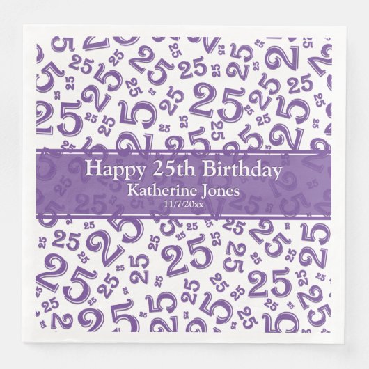25番目の誕生日番号パターン紫/白 (正面)