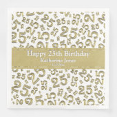 25番目の誕生日番号パターン金ゴールド/白 (正面)