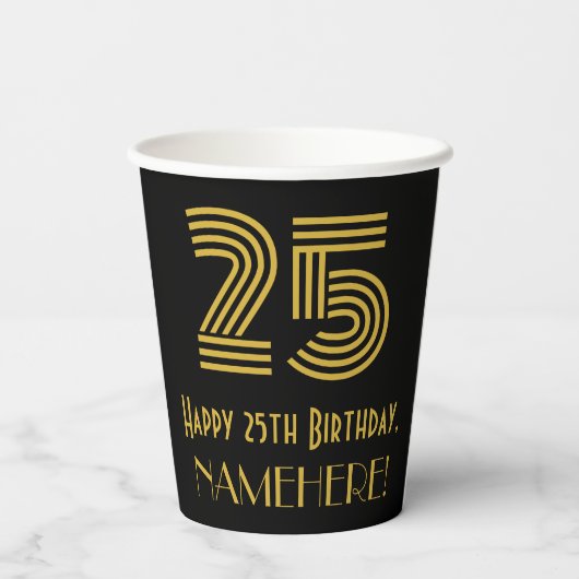 25番目の誕生日:インスパイアアールデコの検索「25」と名前 紙コップ (裏面)