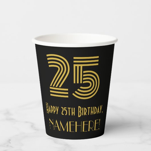 25番目の誕生日:インスパイアアールデコの検索「25」と名前 紙コップ (正面)