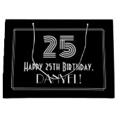 25番目の誕生日:インスパイアアールデコの「25」の外観と名前 ラージペーパーバッグ (正面)