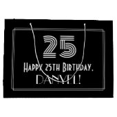 25番目の誕生日:インスパイアアールデコの「25」の外観と名前 ラージペーパーバッグ (裏面)