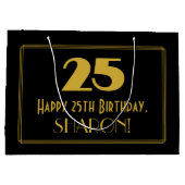 25番目の誕生日:インスパイアアールデコの「25」の外観と名前 ラージペーパーバッグ (裏面)