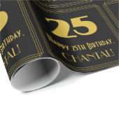 25番目の誕生日-インスパイアアールデコルック"25" & Name ラッピングペーパー (ロールコーナー)