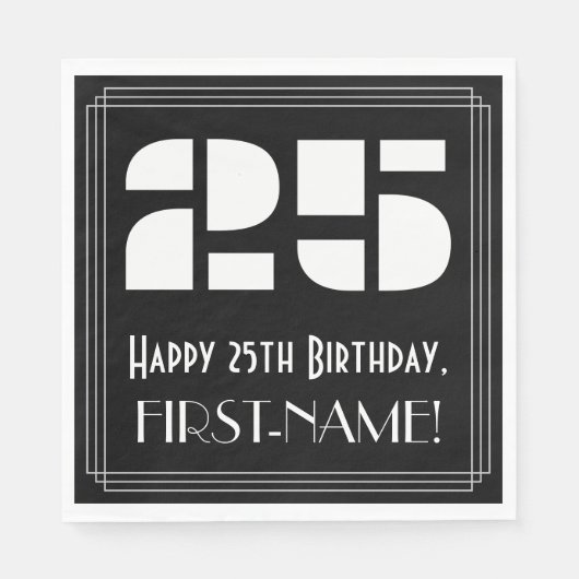 25番目の誕生日:インスパイアアールデコ検索"25" +名前 スタンダードランチョンナプキン (正面)