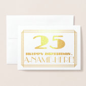 25番目の誕生日、名前+アールデコインスパイア「25」の外観 箔カード (封筒付き正面)