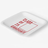 25種モダン赤タイポグラフィ卒業パーティー ペーパープレート (傾斜あり)