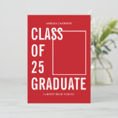 25種モダン赤・白の卒業パーティー 招待状 (スタンド正面)