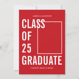 25種モダン赤・白の卒業パーティー 招待状