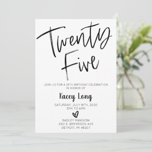 25第25ミニマル誕生日招待状 招待状 (スタンド正面)