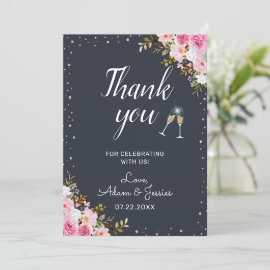 25素朴周年記念結婚シャンパンフローラ サンキューカード (スタンド正面)