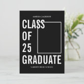 25組モダン白黒卒業パーティー 招待状 (スタンド正面)