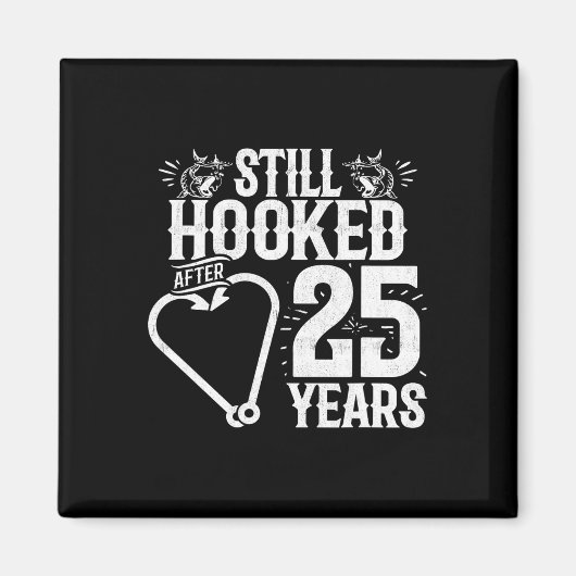 25結婚した年 – 魚釣りカップル – 25結婚th A マグネット (正面)