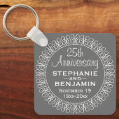 25結婚周年パーソナライズされた キーホルダー (正面)