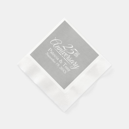 25結婚周年パーソナライズされた 縁ありカクテルナプキン (角)