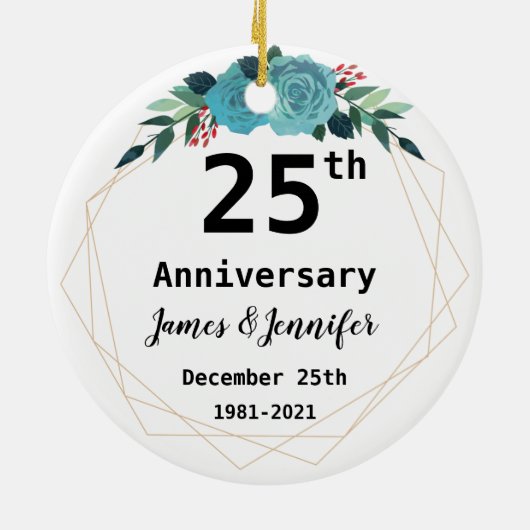 25結婚周年名前をカスタムする セラミックオーナメント (裏面)