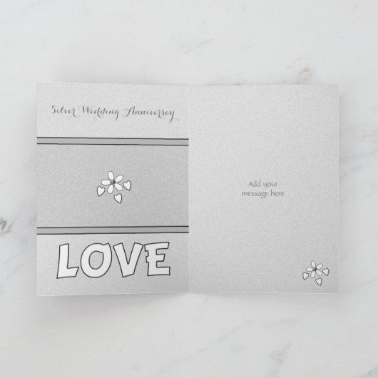 25結婚周年記念シルバーハートと花 カード (内部)