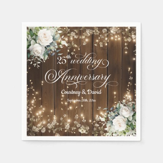 25結婚周年記念素朴灯 スタンダードカクテルナプキン (正面)