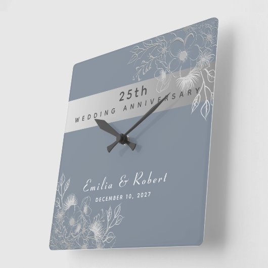 25結婚周年 スクエア壁時計 (傾斜)