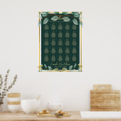 25表グリーンユーカリ素朴シーティングチャート ポスター (キッチン)