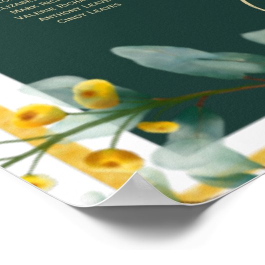 25表グリーンユーカリ素朴シーティングチャート ポスター (角)