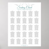 25表ティール（緑がかった色）と白シンプル結婚の座席表 ポスター (正面)