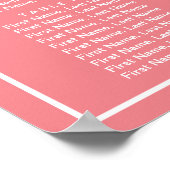 25表ピンクの白フローラ結婚の座席表 ポスター (角)