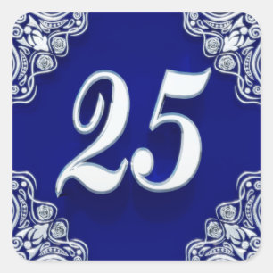 25誕生日またはアニバーサリーガルシルバーブルー スクエアシール
