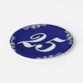 25誕生日またはアニバーサリーガルシルバーブルー ペーパープレート (アングル)