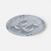 25誕生日またはアニバーサリーガルシルバーマーブル ペーパープレート (アングル)