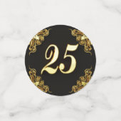 25誕生日または記念日の金ゴールドとブラック コンフェッティ (スモール正面)