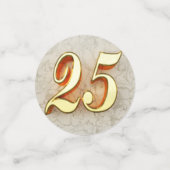 25誕生日または記念日の金ゴールドと大理石 コンフェッティ (スモール正面)