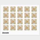 25誕生日または記念日の金ゴールドと大理石 スクエアシール (シート)