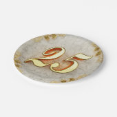 25誕生日または記念日の金ゴールドと大理石 ペーパープレート (アングル)