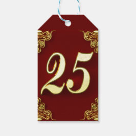 25誕生日または記念日金ゴールドと赤 ギフトタグ