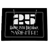 25誕生日インスパイア～アールデコルック"25" +名前 ラージペーパーバッグ (正面)