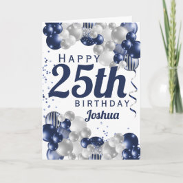 25誕生日ネイビーブルーバルーン カード