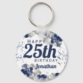 25誕生日ネイビーブルーバルーン キーホルダー (正面)