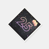 25誕生日ネオンサインオンブラックナプキンス スタンダードカクテルナプキン (角)