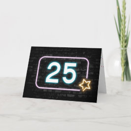 25誕生日ネオンサインオンブリック壁 カード