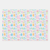 25誕生日パステルピンクケーキプレゼントバルーン ラッピングペーパーシート (正面)