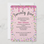 25誕生日ピンクアイシングと散水 招待状 (正面)