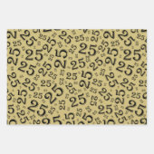 25誕生日ブラック&金ゴールド番号パターン25 ラッピングペーパーシート (正面2)