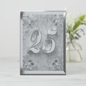 25誕生日リーガルシルバー大理石グリーティングまたは 招待状 (スタンド正面)