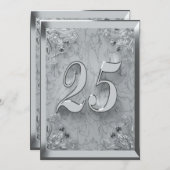25誕生日リーガルシルバー大理石グリーティングまたは 招待状 (正面/裏面)