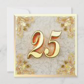 25誕生日リーガル金ゴールド大理石グリーティングまたは 招待状 (正面)